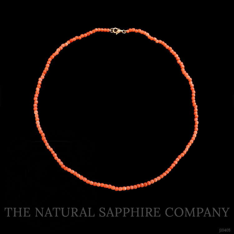 26.14 Ct. Coral Antique Style Necklace, 18K Yellow Gold