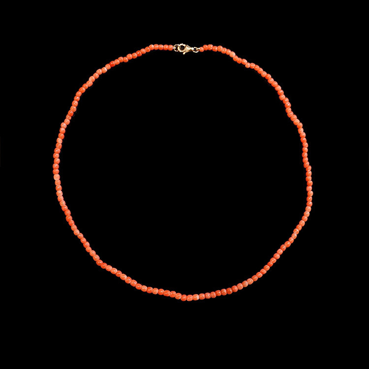 26.14 Ct. Coral Antique Style Necklace, 18K Yellow Gold