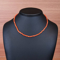 26.14 Ct. Coral Antique Style Necklace, 18K Yellow Gold Life Style