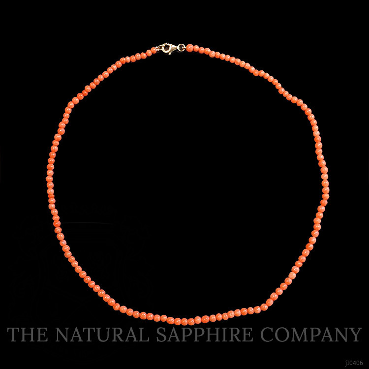 33.33 Ct. Coral Multi Stone Necklace, 18K Yellow Gold