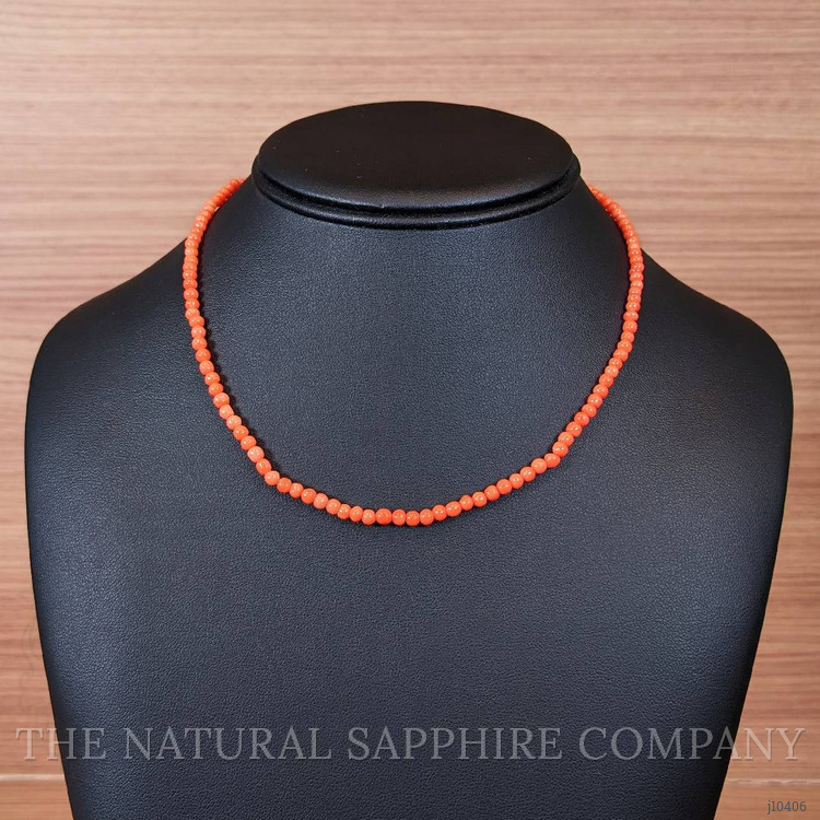 33.33 Ct. Coral Multi Stone Necklace, 18K Yellow Gold