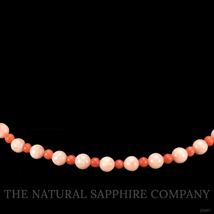 36.02 Ct. Coral Coral Multi Stone Necklace, 18K Yellow Gold