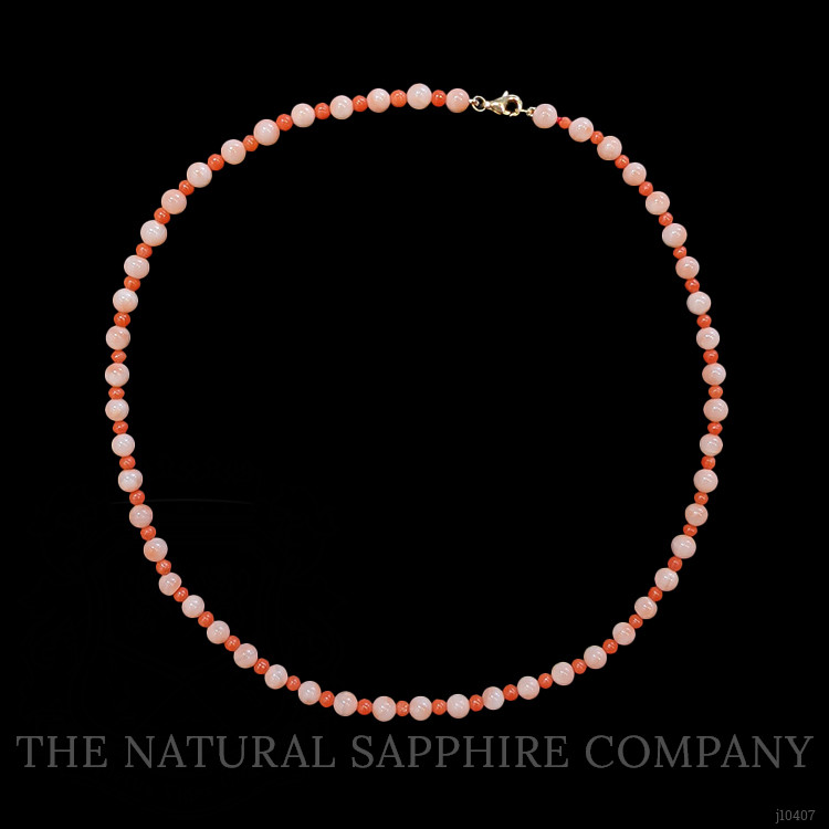 36.02 Ct. Coral Coral Multi Stone Necklace, 18K Yellow Gold