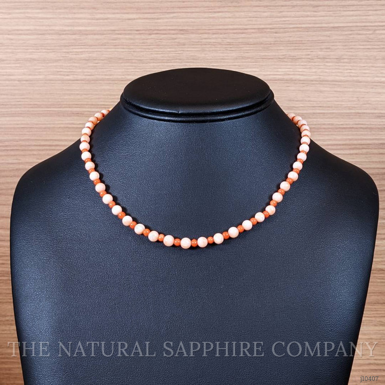 36.02 Ct. Coral Coral Multi Stone Necklace, 18K Yellow Gold