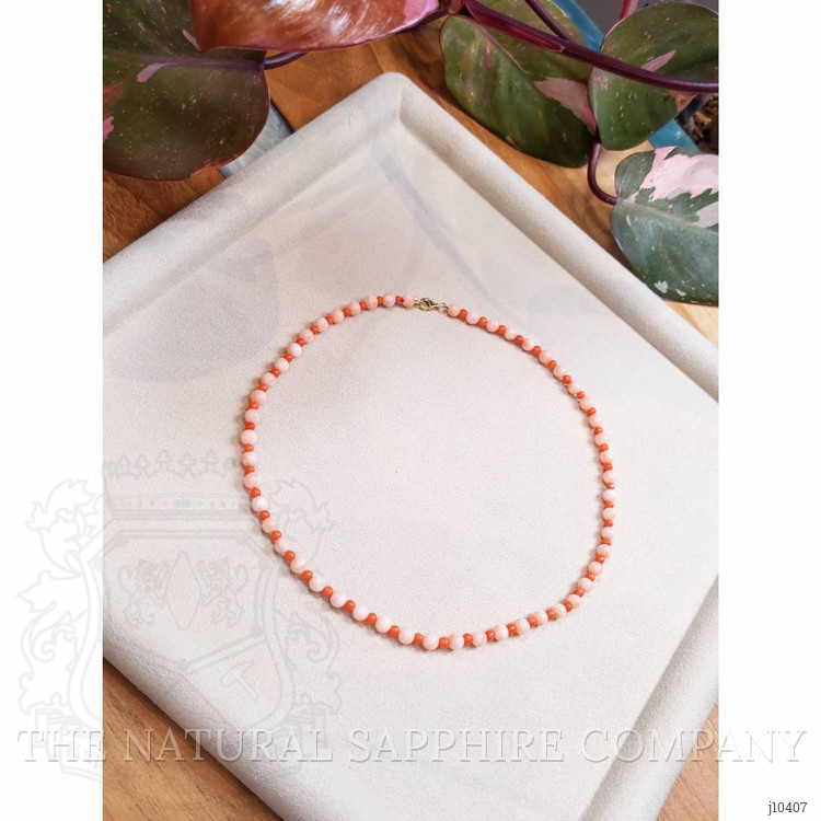 36.02 Ct. Coral Coral Multi Stone Necklace, 18K Yellow Gold