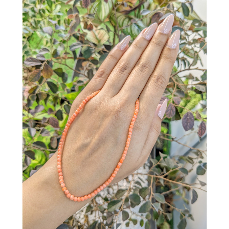 25.00 Ct. Coral Multi Stone Necklace, 18K White Gold