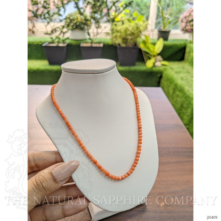 25.00 Ct. Coral Multi Stone Necklace, 18K White Gold