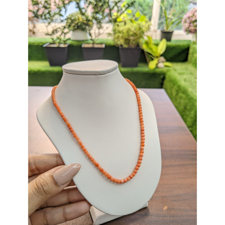25.00 Ct. Coral Multi Stone Necklace, 18K White Gold