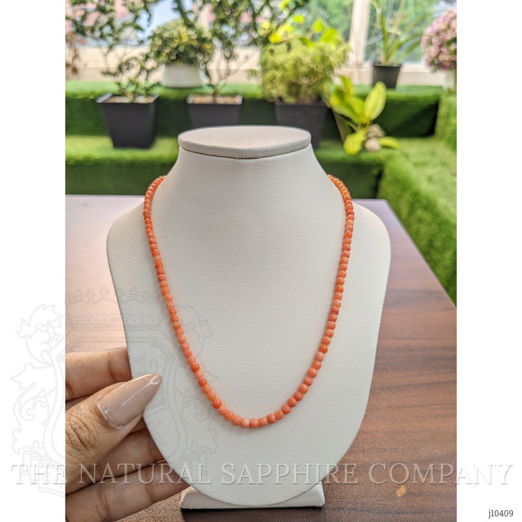25.00 Ct. Coral Multi Stone Necklace, 18K White Gold