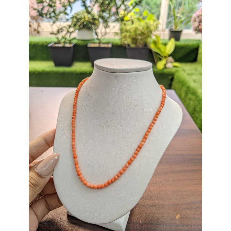 25.00 Ct. Coral Multi Stone Necklace, 18K White Gold
