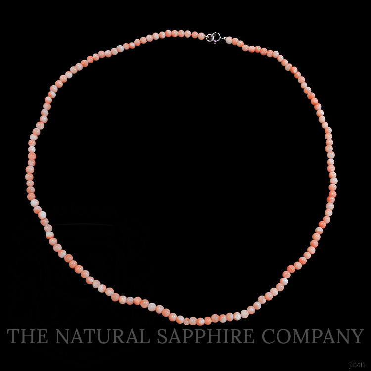 47.21 Ct. Coral Multi Stone Necklace, 18K White Gold