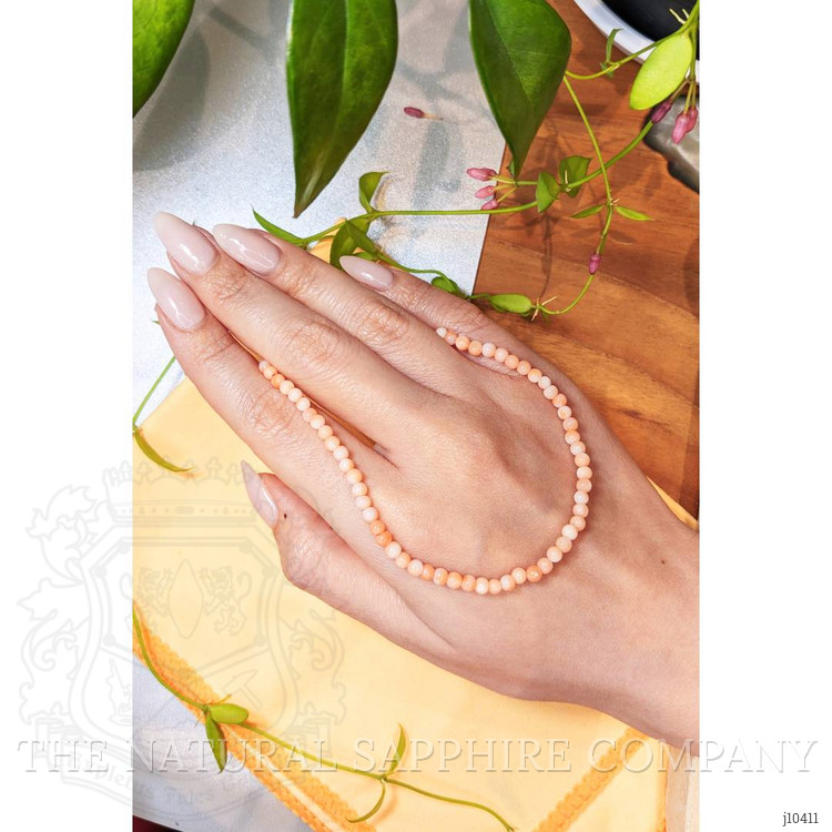 47.21 Ct. Coral Multi Stone Necklace, 18K White Gold