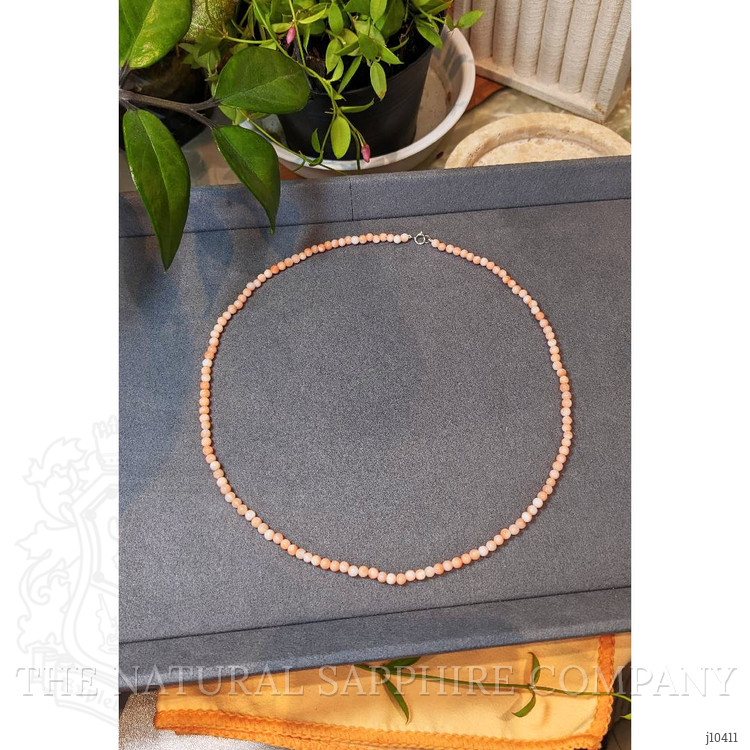 47.21 Ct. Coral Multi Stone Necklace, 18K White Gold