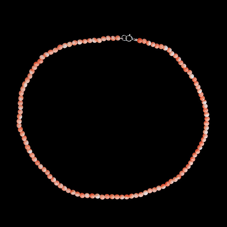 39.14 Ct. Coral Multi Stone Necklace, 18K White Gold