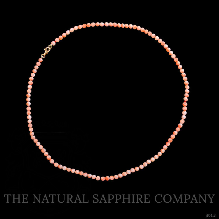 37.26 Ct. Coral Multi Stone Necklace, 18K Yellow Gold