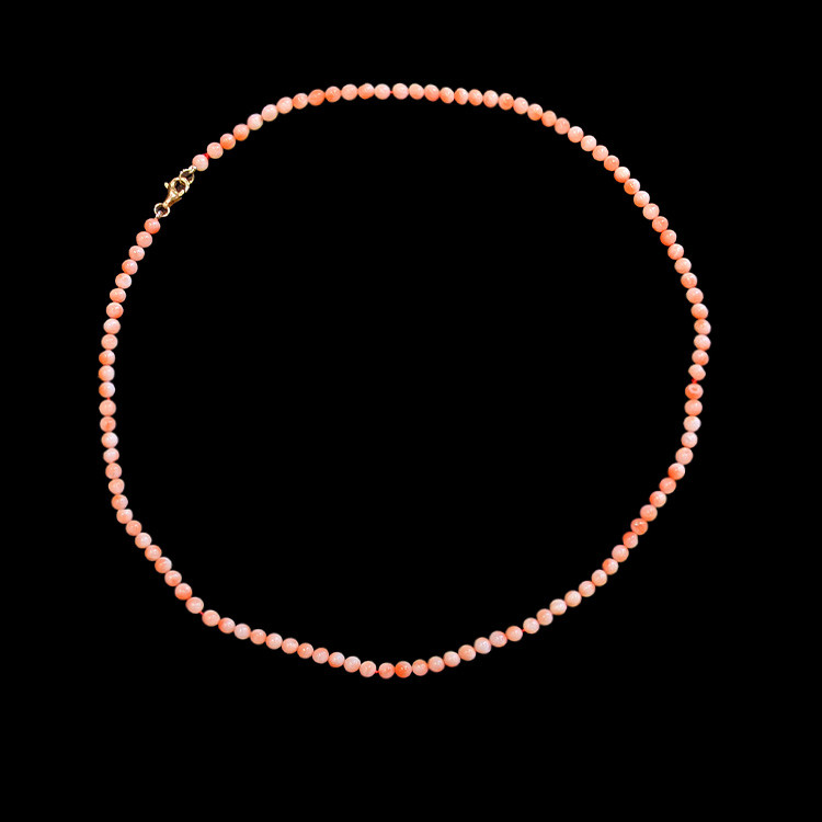 37.26 Ct. Coral Multi Stone Necklace, 18K Yellow Gold