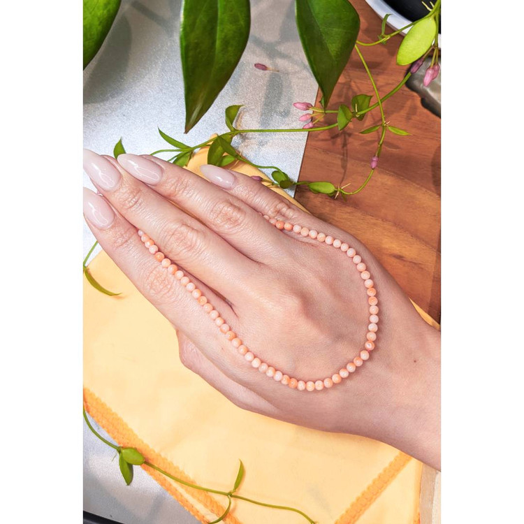 37.26 Ct. Coral Multi Stone Necklace, 18K Yellow Gold