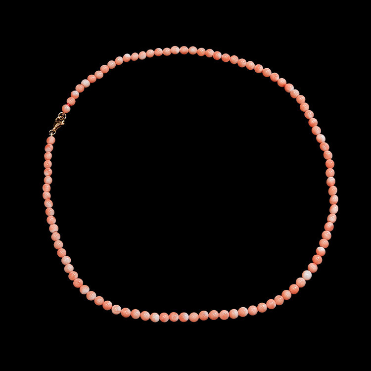 50.18 Ct. Coral Multi Stone Necklace, 18K Yellow Gold