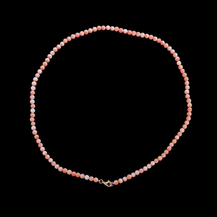 41.47 Ct. Coral Multi Stone Necklace, 18K Yellow Gold