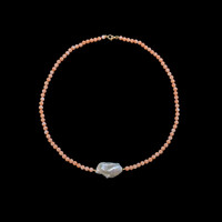30.71 Ct. Pearl Coral Multi Stone Necklace, 18K Yellow Gold Image