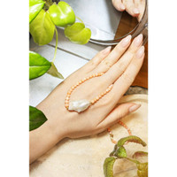 30.71 Ct. Pearl Coral Multi Stone Necklace, 18K Yellow Gold Life Style