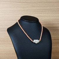 30.71 Ct. Pearl Coral Multi Stone Necklace, 18K Yellow Gold Life Style