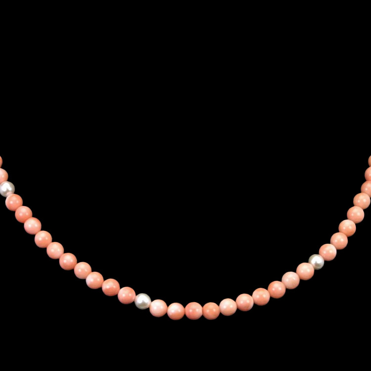 50.83 Ct. Coral Multi Stone Necklace, 18K Yellow Gold