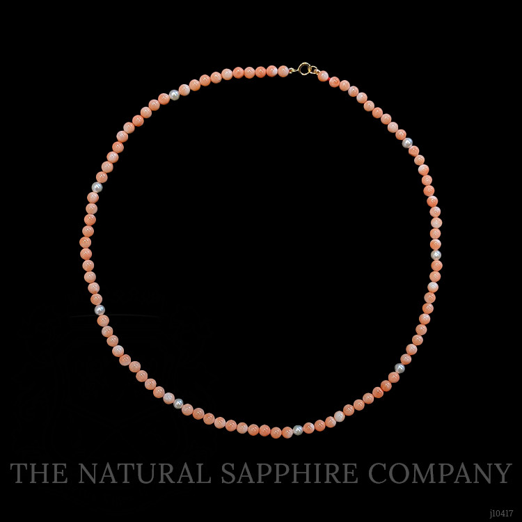 50.83 Ct. Coral Multi Stone Necklace, 18K Yellow Gold