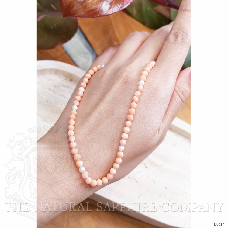 50.83 Ct. Coral Multi Stone Necklace, 18K Yellow Gold