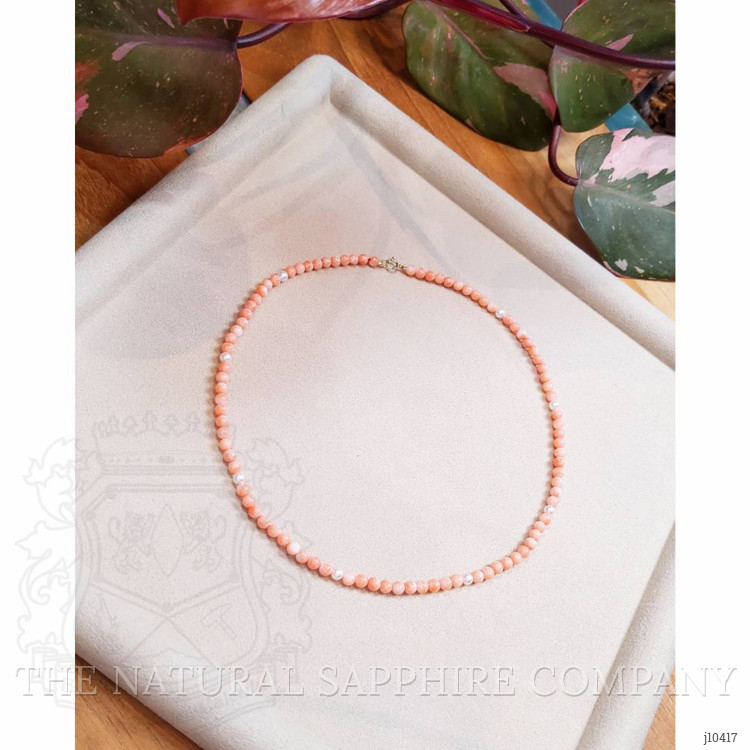 50.83 Ct. Coral Multi Stone Necklace, 18K Yellow Gold