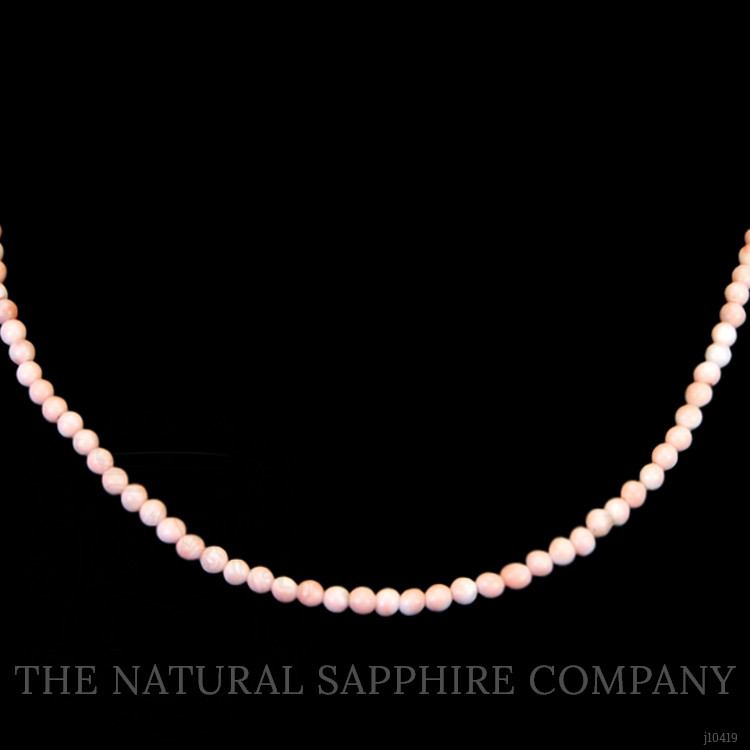 43.97 Ct. Coral Antique Style Necklace, 18K White Gold