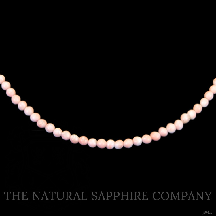 43.97 Ct. Coral Antique Style Necklace, 18K White Gold