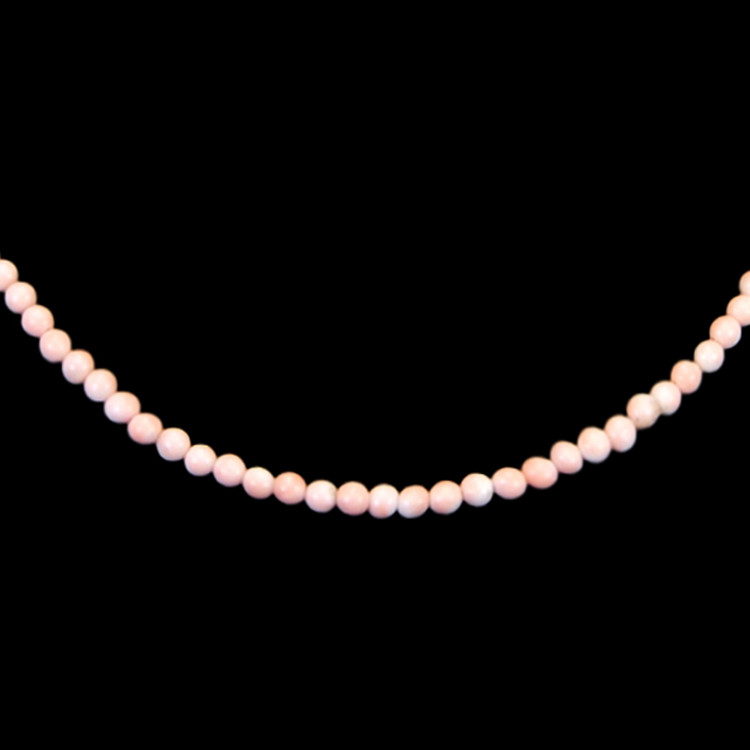 43.97 Ct. Coral Antique Style Necklace, 18K White Gold