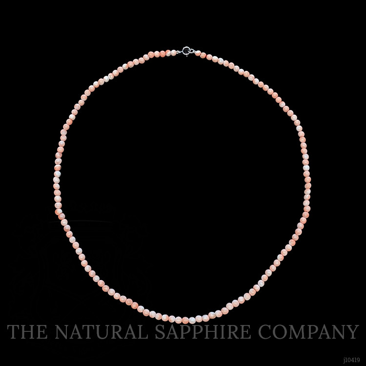 43.97 Ct. Coral Antique Style Necklace, 18K White Gold