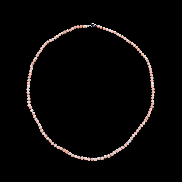 43.97 Ct. Coral Antique Style Necklace, 18K White Gold