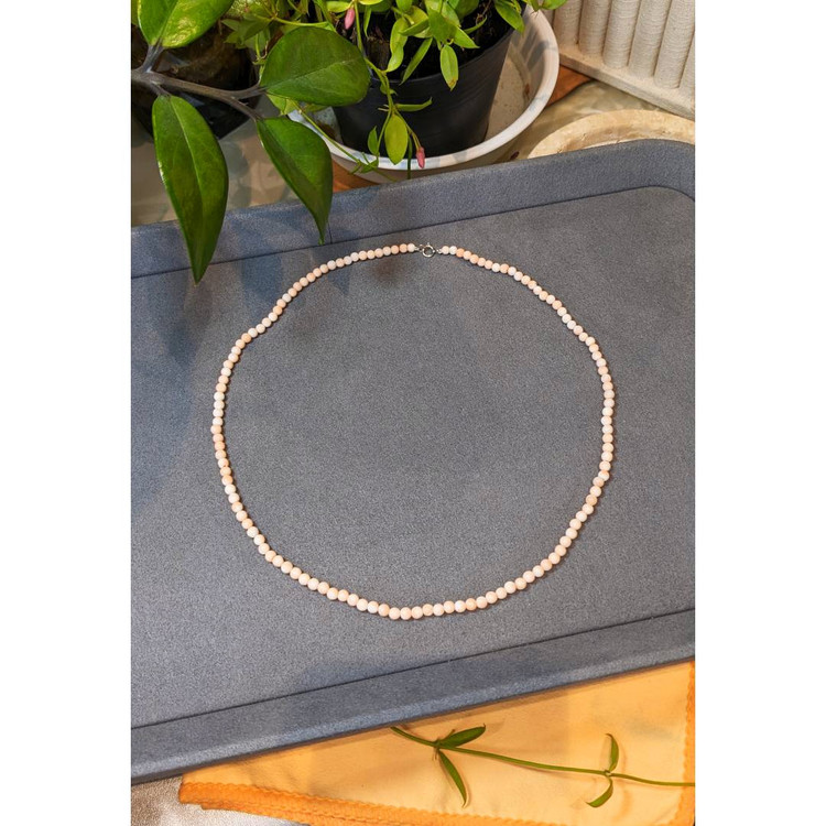 43.97 Ct. Coral Antique Style Necklace, 18K White Gold