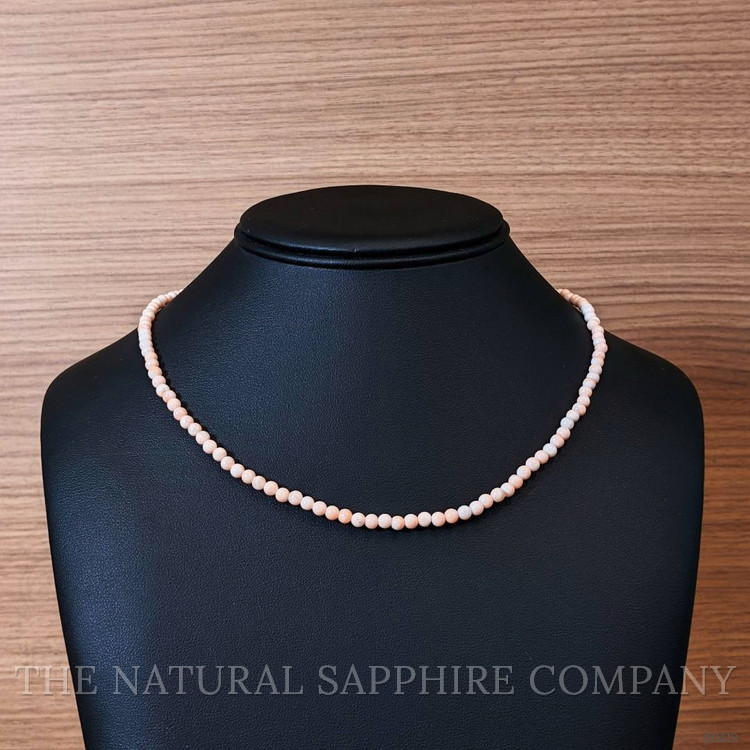 43.97 Ct. Coral Antique Style Necklace, 18K White Gold