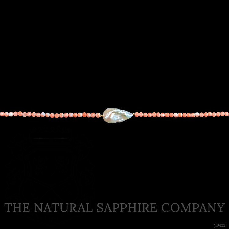 33.72 Ct. Pearl Coral Multi Stone Necklace, 18K Yellow Gold