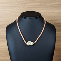 33.72 Ct. Pearl Coral Multi Stone Necklace, 18K Yellow Gold Life Style