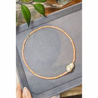 33.72 Ct. Pearl Coral Multi Stone Necklace, 18K Yellow Gold Life Style
