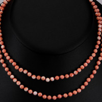 110.15 Ct. Coral Multi Stone Necklace, 14K Yellow Gold Video