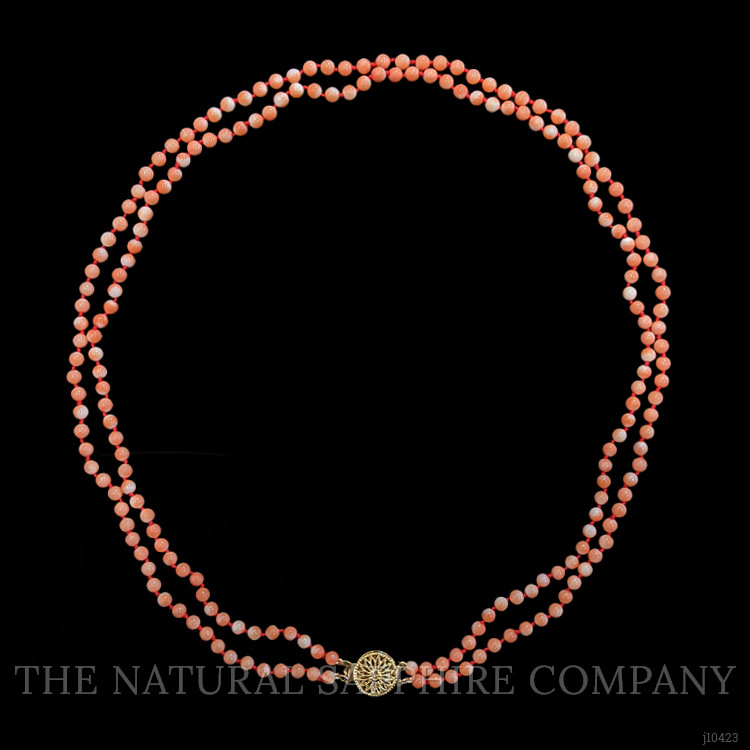 110.15 Ct. Coral Multi Stone Necklace, 14K Yellow Gold