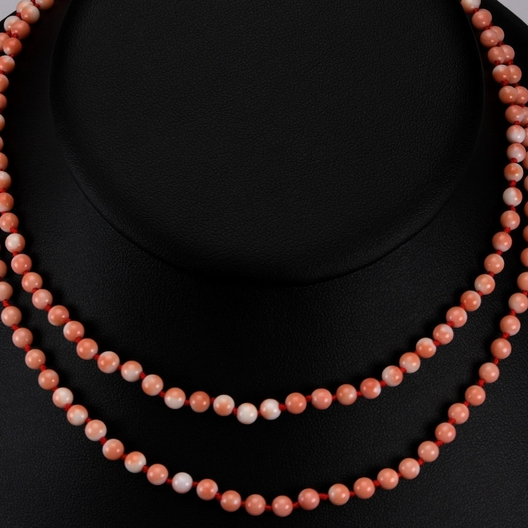 110.15 Ct. Coral Multi Stone Necklace, 14K Yellow Gold