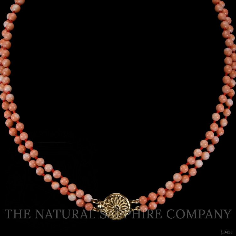 110.15 Ct. Coral Multi Stone Necklace, 14K Yellow Gold