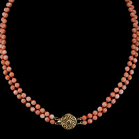 110.15 Ct. Coral Multi Stone Necklace, 14K Yellow Gold Image