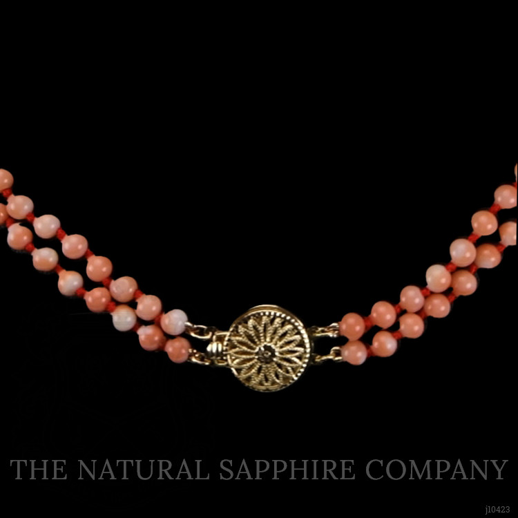 110.15 Ct. Coral Multi Stone Necklace, 14K Yellow Gold