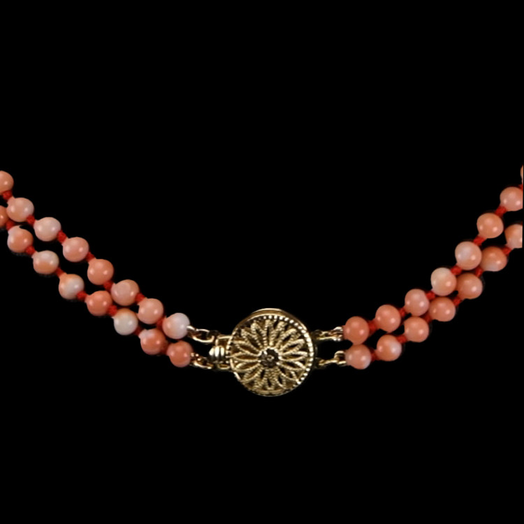 110.15 Ct. Coral Multi Stone Necklace, 14K Yellow Gold