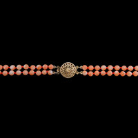 110.15 Ct. Coral Multi Stone Necklace, 14K Yellow Gold Image