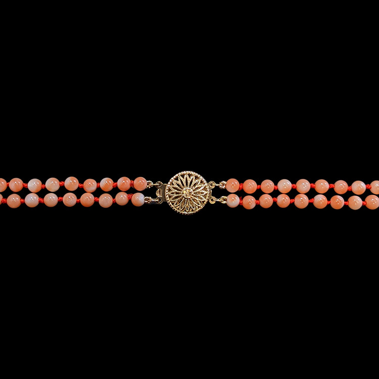 110.15 Ct. Coral Multi Stone Necklace, 14K Yellow Gold