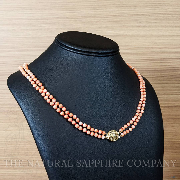 110.15 Ct. Coral Multi Stone Necklace, 14K Yellow Gold